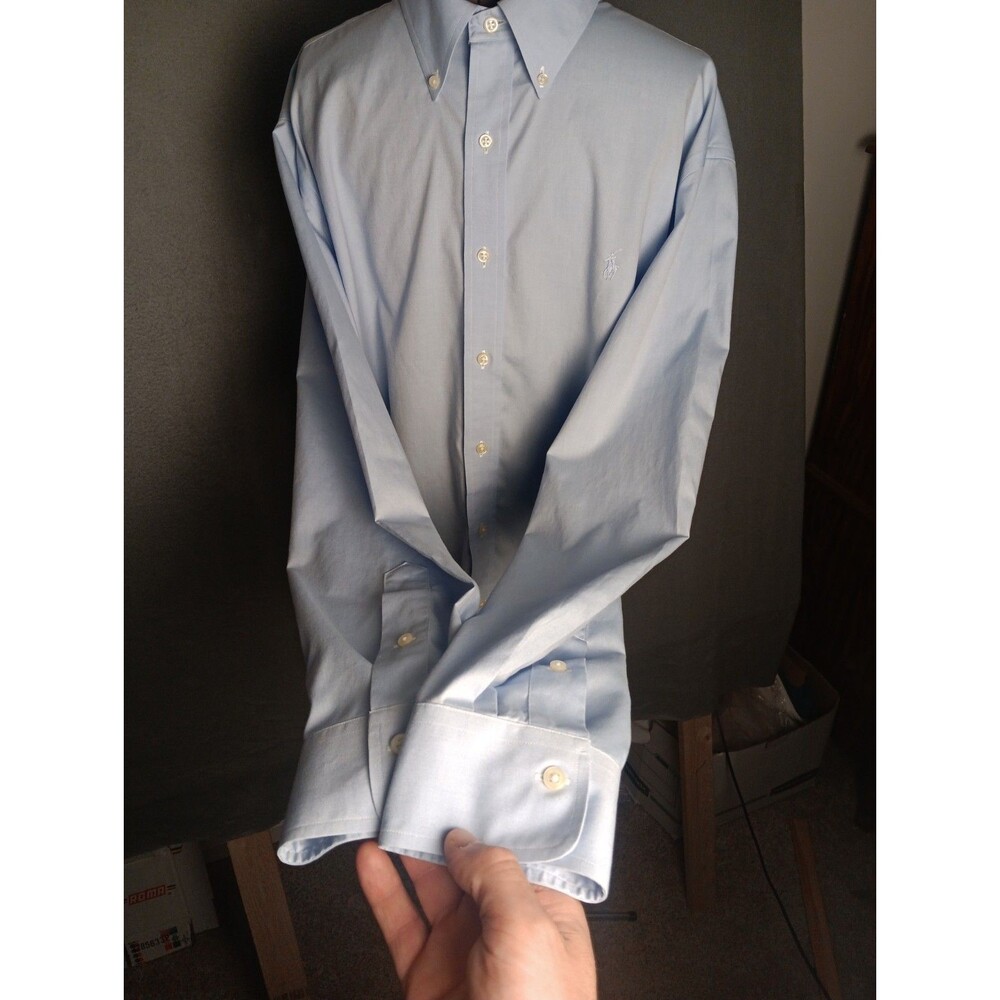 Polo Ralph Lauren Shirt Mens (18 36/37) All Blue Pony Non-Iron Button Down EUC - Picture 5 of 12